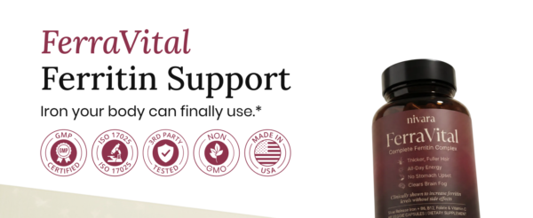 AURA 582 product detail 1 Nivara FerraVital ferritin support bottle and formula