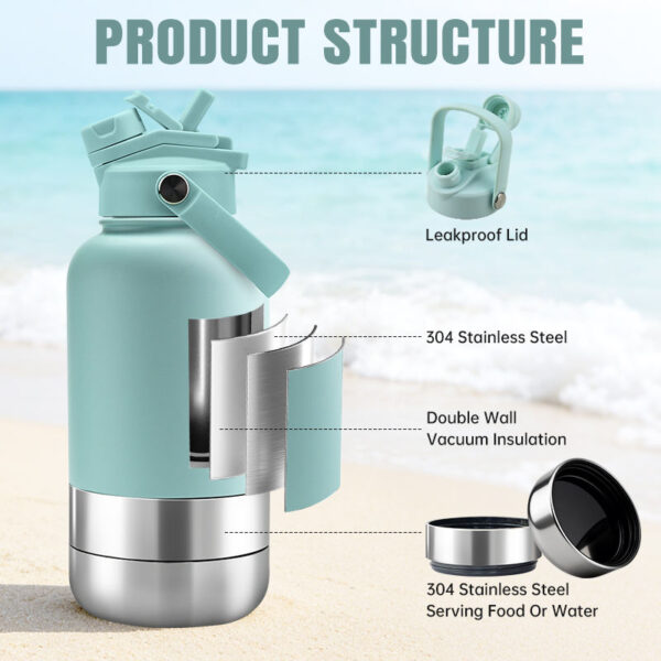 3-in-1 stainless steel pet travel bottle — additional product view