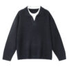 Men's wool cashmere V-neck jumper in Black