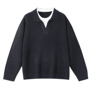 Men's Wool Cashmere Jumper - Black Men's wool cashmere V-neck jumper in Black