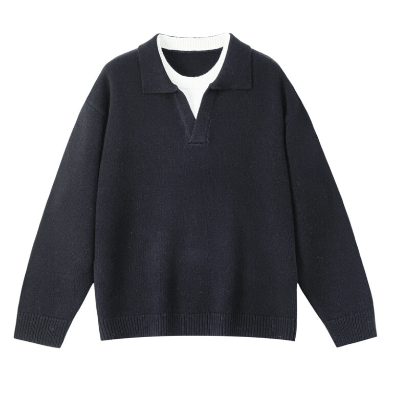 Men's wool cashmere V-neck jumper in Black