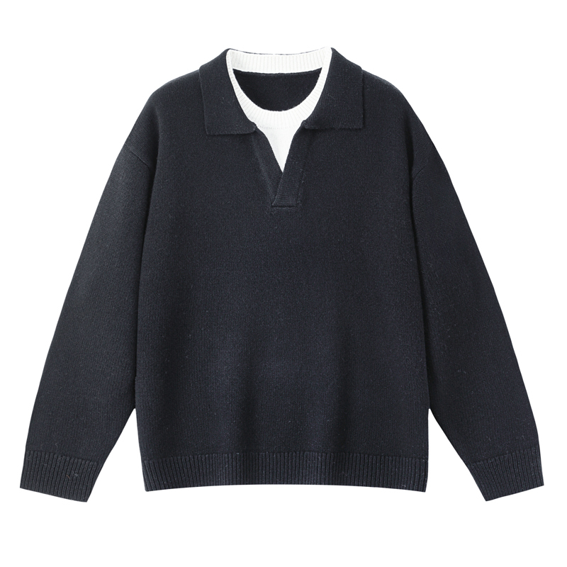 Men's wool cashmere V-neck jumper in Black