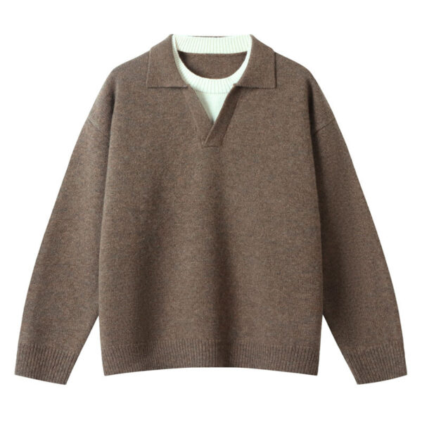 Men's wool cashmere V-neck jumper — alternate view