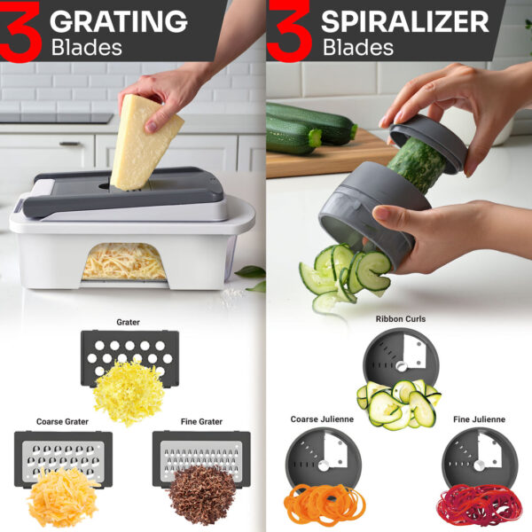 Mueller 12-blade chopper Grater and spiralizer Mueller white and grey 12-blade chopper: Grater and spiralizer