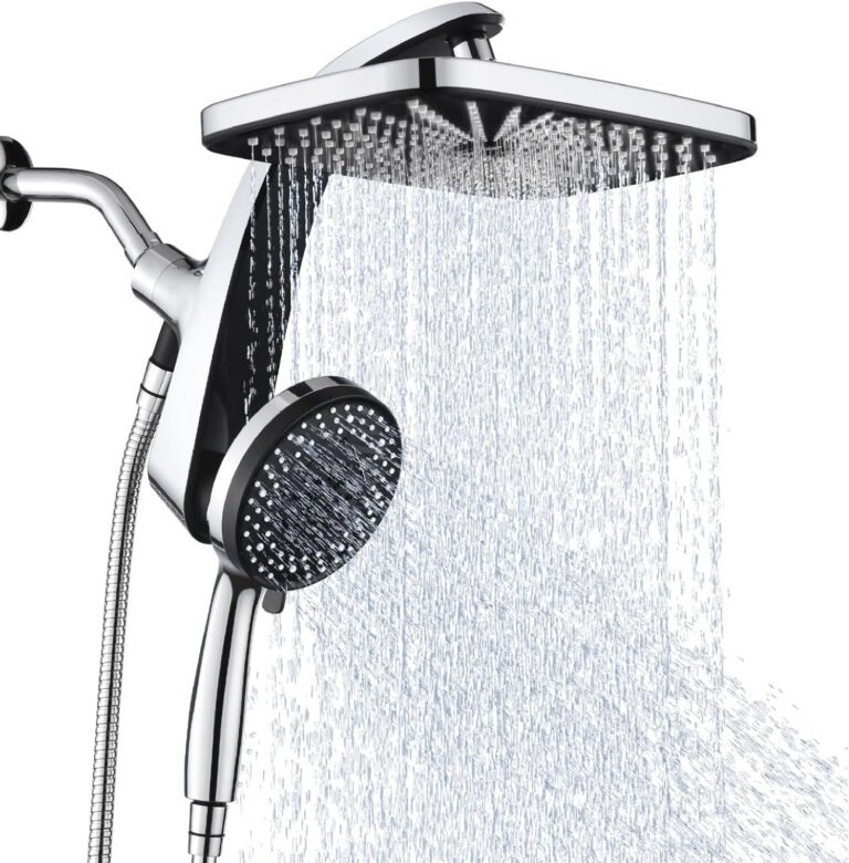 Chrome rain shower head with handheld showerhead