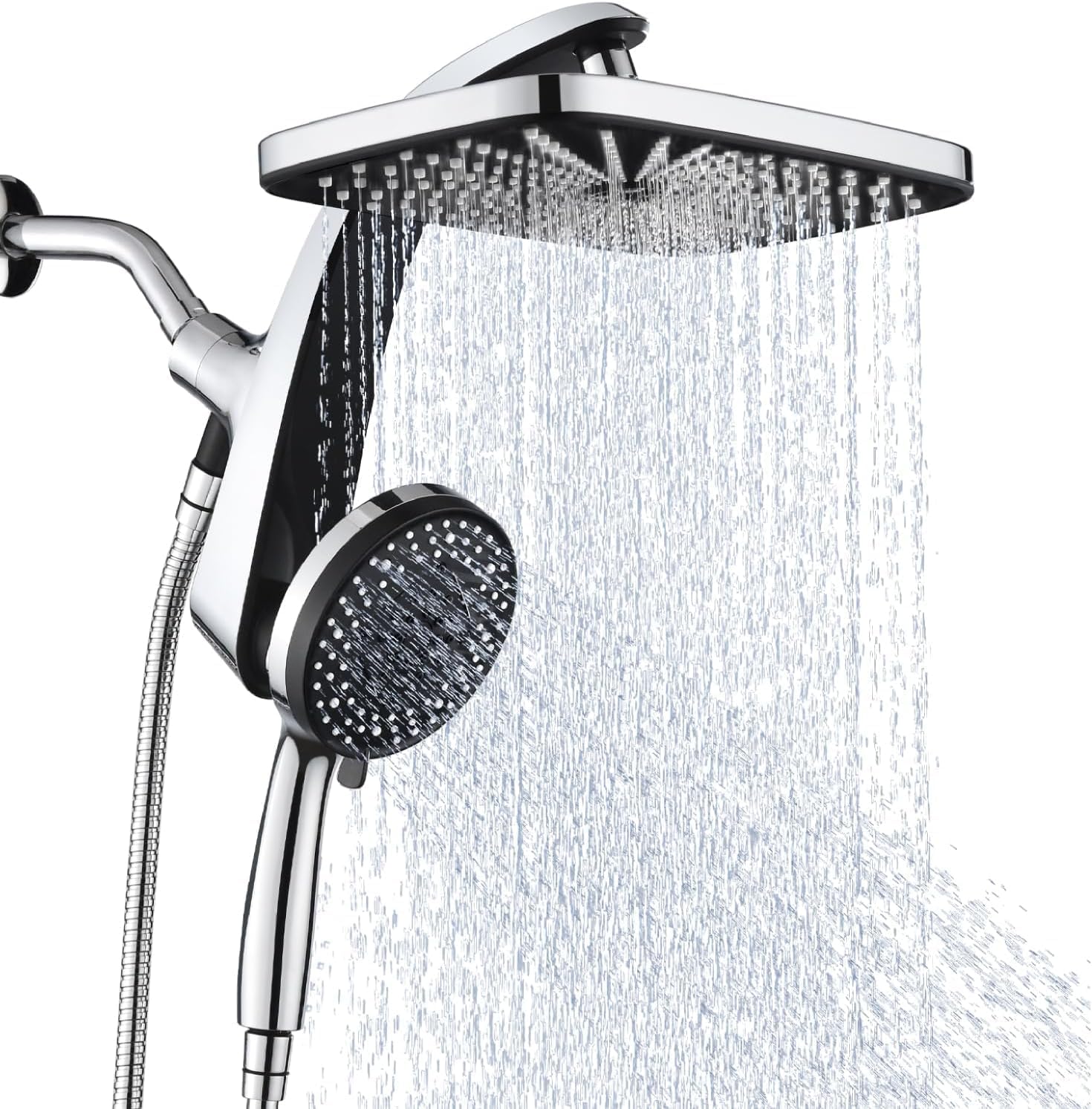 Chrome rain shower head with handheld showerhead