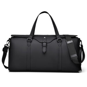 Travel Duffel Bag - Black PU travel duffel bag in Black