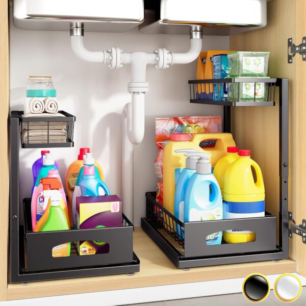 Under Sink Organizer Two-pack metal under sink organizers